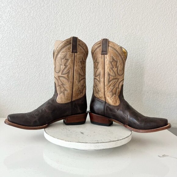 Rod Patrick Mens Cowboy Boots 12.5A Antique Mocha Bison Brown Western Blunt Toe - Picture 7 of 13
